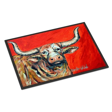 Carolines Treasures Carolines Treasures MW1281MAT 18 x 27 in. See Red Longhorn Cow Indoor or Outdoor Mat MW1281MAT